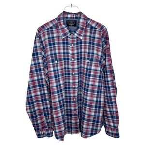 Nautica Men's Sea Voyage Button Down Shirt Red White & Blue Plaid Size XL